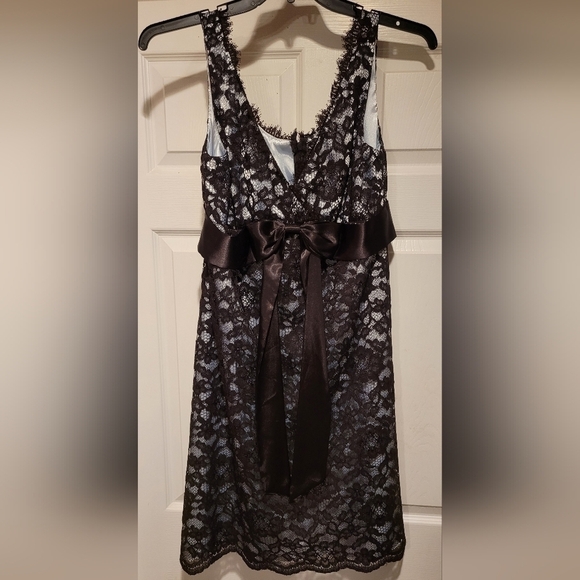 Coldwater Creek Dresses & Skirts - NWT $139 Coldwater Creek Women's Sleeveless Brownish Black Lace over Satin Dress